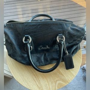 Coach Monogram Black Cloth and Leather Purse